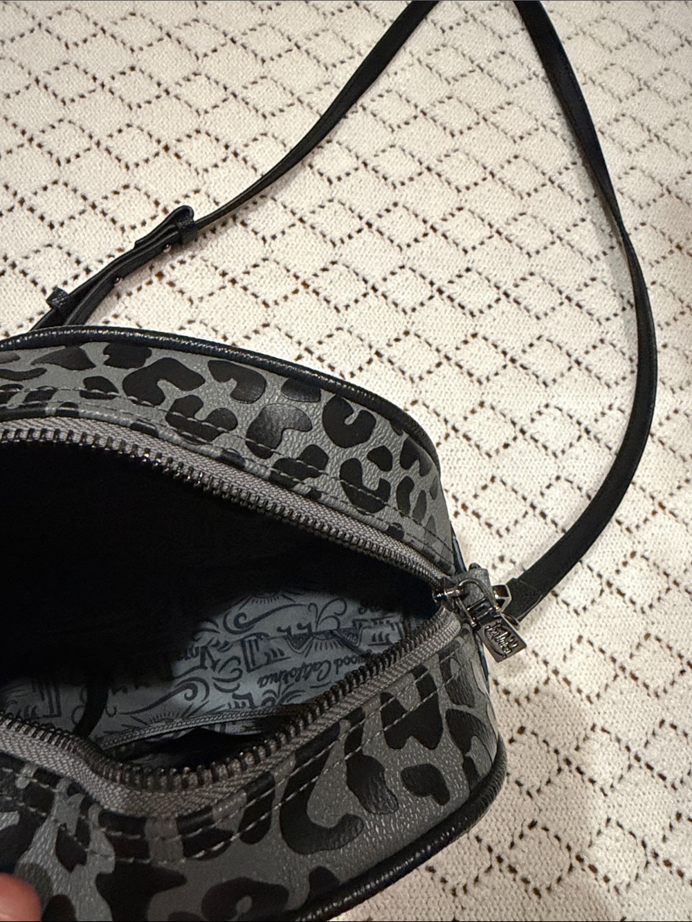 Von Dutch Black and Gray Leopard Mini Crossbody Bag - Picture 2 of 3